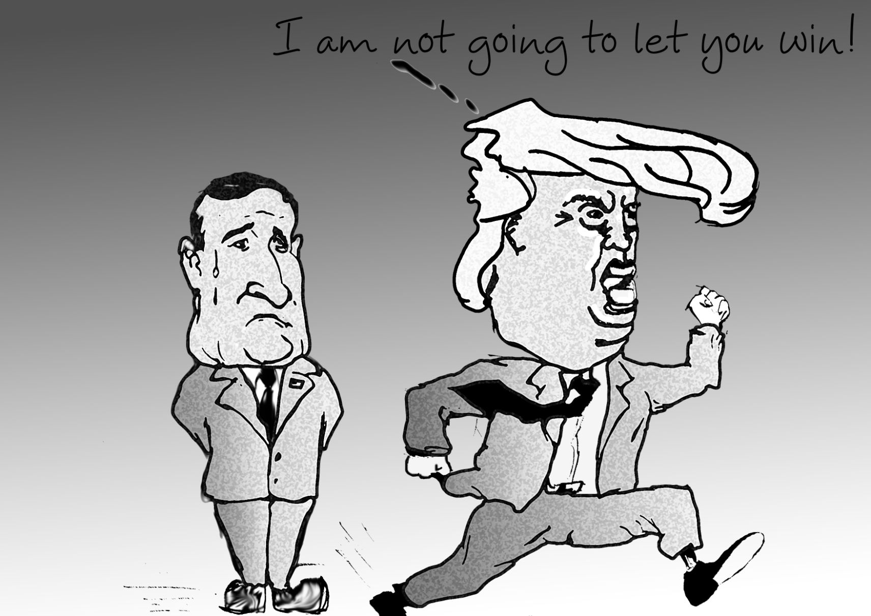 Political cartoon: Trump pushes for the win